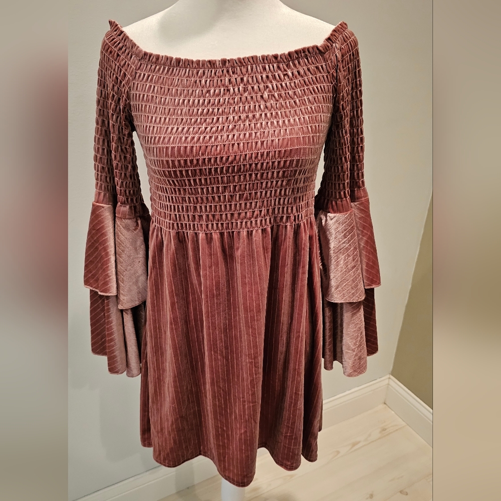 Luxe Moda 70s Vintage Inspired Mini Velour Dress Size Small